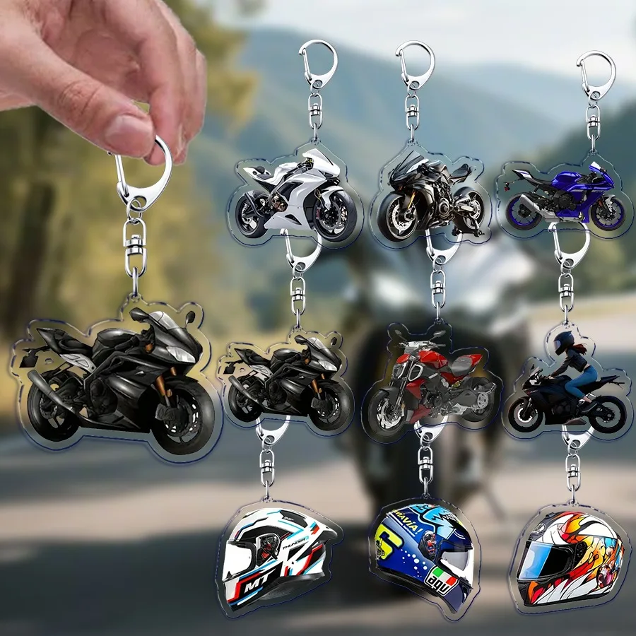 Fashion Motorcycle Helmet Keychain Accessories Bag Charms Motorcyclist Knight Car Keychains Keyrings Jewelry Fans Gift