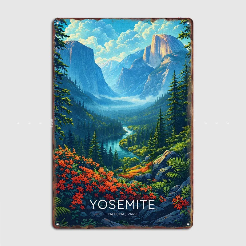 Yosemite National Park Landscape Poster Metal Tin Sign Indoor Outdoor Home Decor Bar Custom Posters Wall Room Decorations