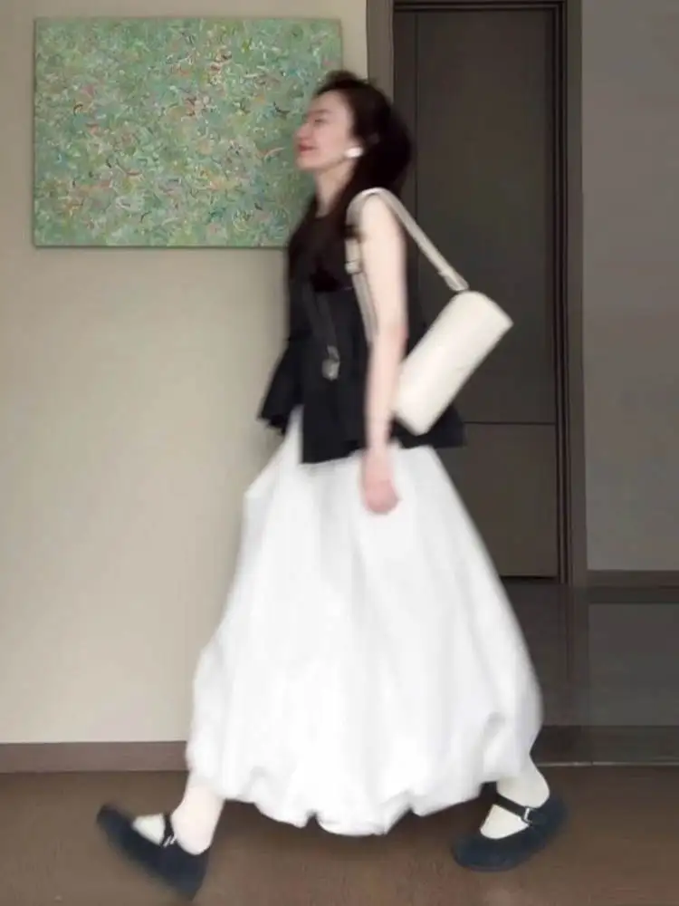 

Chic Korean Style Vest Top And Bloomer Skirt Set Summer 2025 Fashionable Personality Half-length Aesthetic Two-piece Outfit