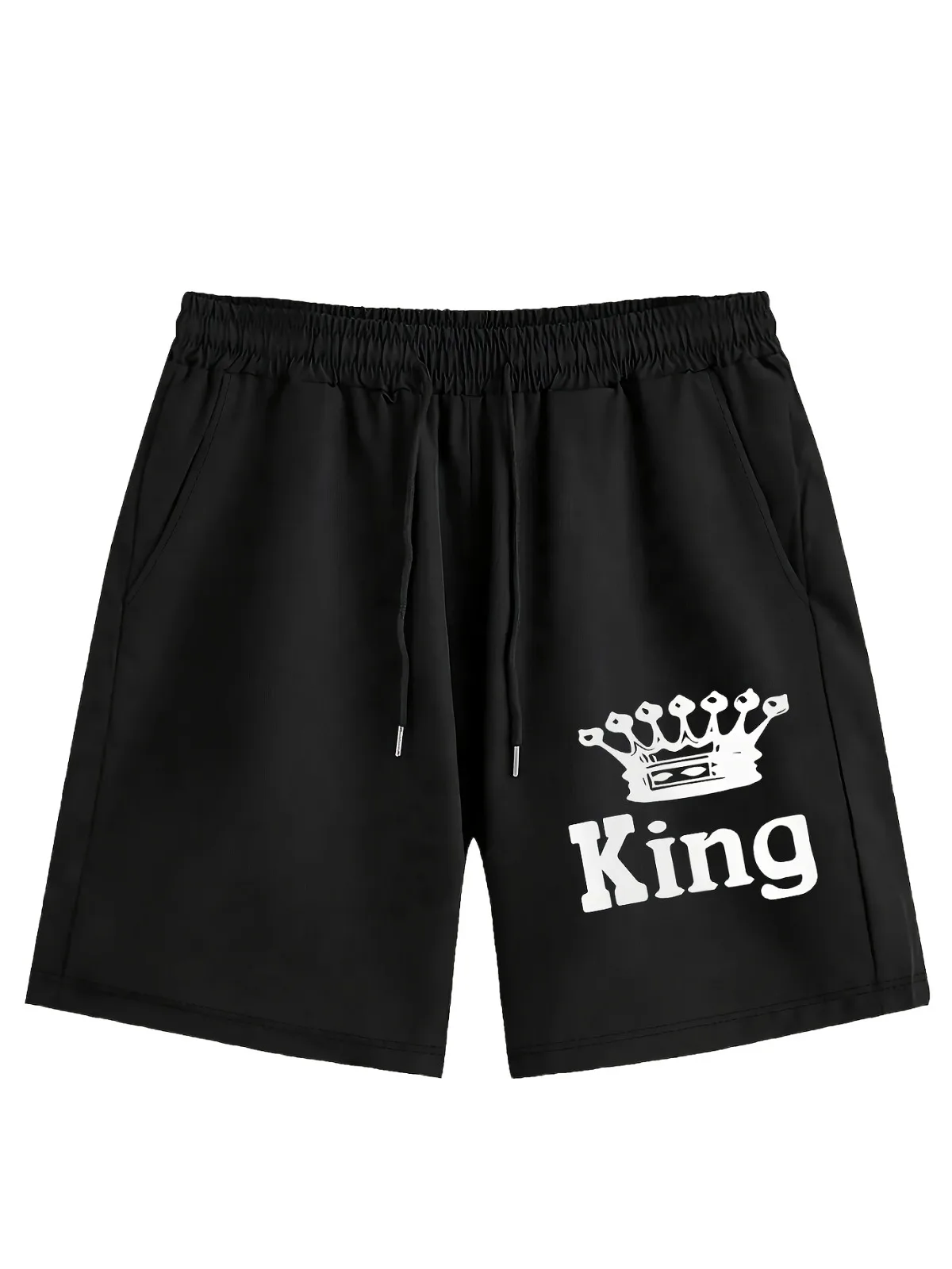 Short de sport décontracté noir tendance pour hommes, avec motif imprimé, adapté à la salle de sport, à la course, à pied, à l'entraînement, équipement d'été