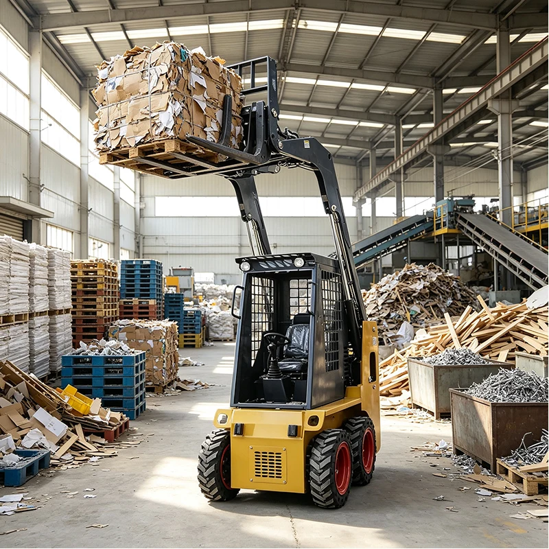 Powerful Ride On Mini Skid Steer Loader Hydraulic Compact Loader for Demolition Cleanup Material Handling Landscaping