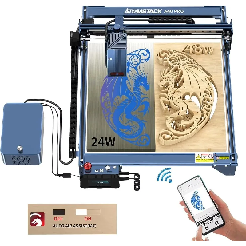 

ATOMSTACK A40 X40 S40 Pro Engraver Engraving Machine One-Button Switch 24W/48W Tank Chain CNC Cutter Non-Clogging Module