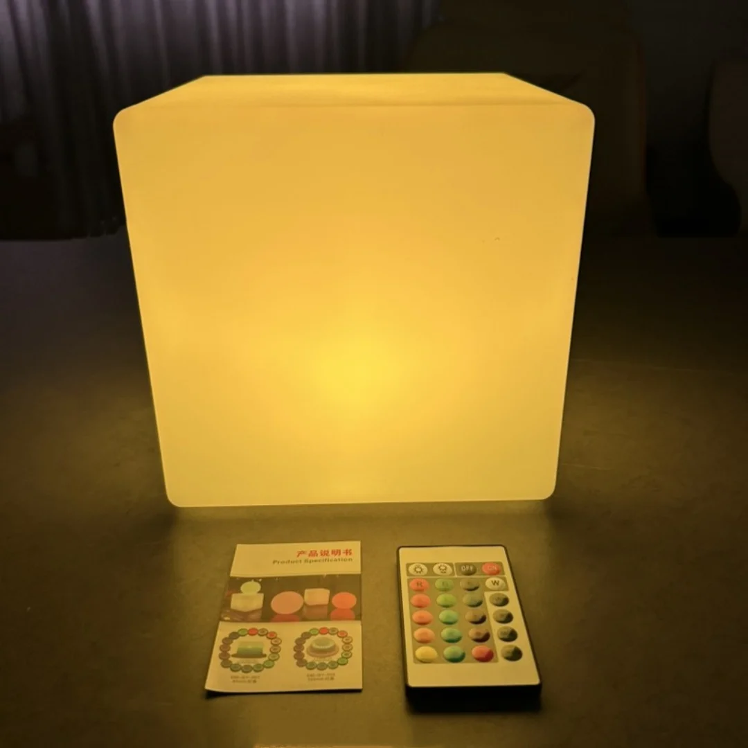 LED Cube Night Light Mood lamp 16 RGB Colors 4 Lighting Effect 8 Level Dimming Tesseract cube w/Remote Rechargeable Waterproof