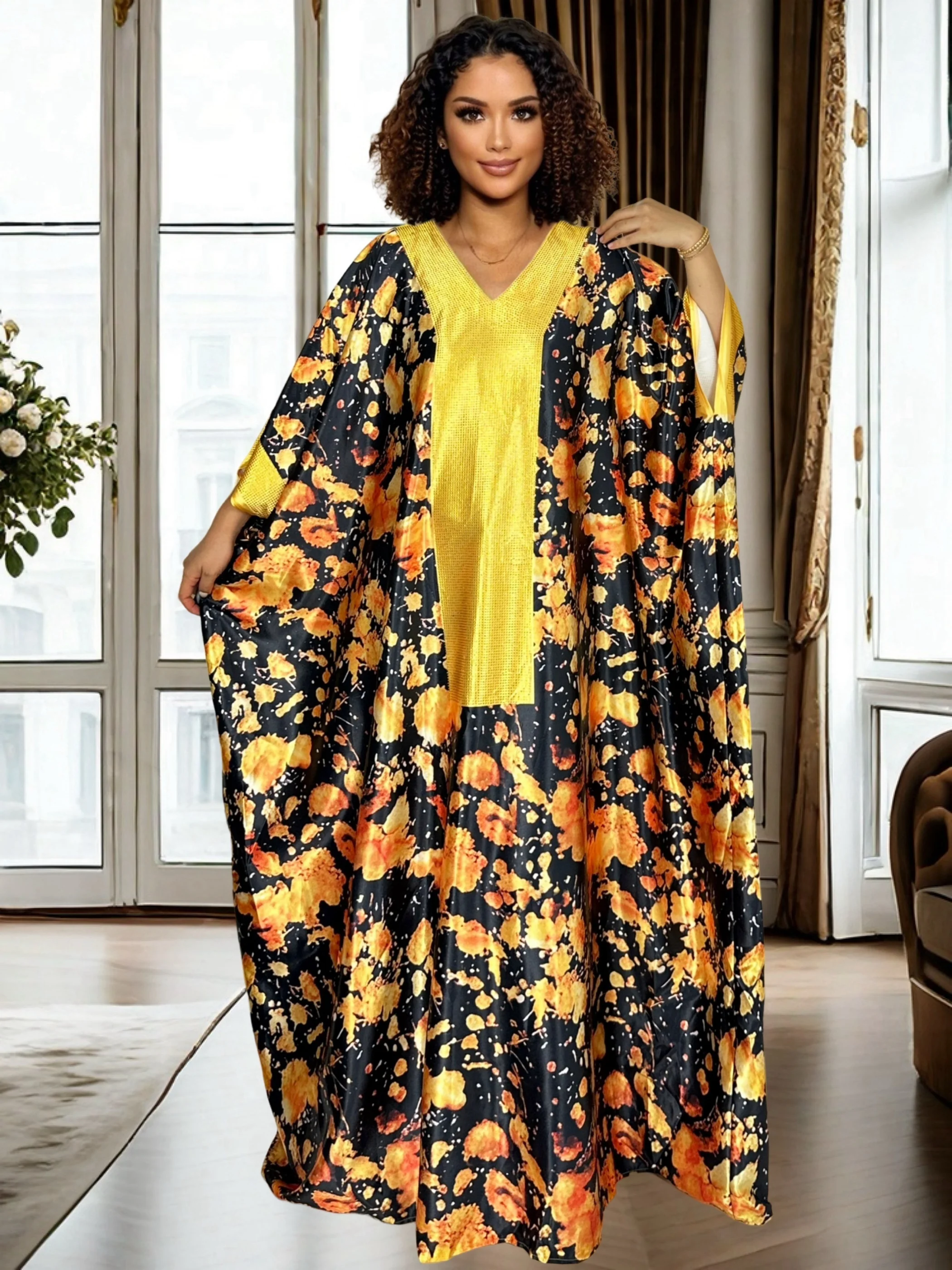 

Oversize Rhinestone Print Dress Women's Casual Maxi Summer Gown