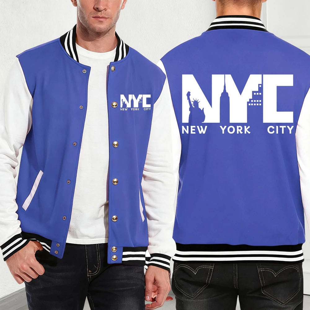 

Мужские куртки с буквенным принтом New York City, базовые хлопковые бейсбольные майки с карманами, зимние флисовые теплые пальто, трендовая мужская уличная одежда