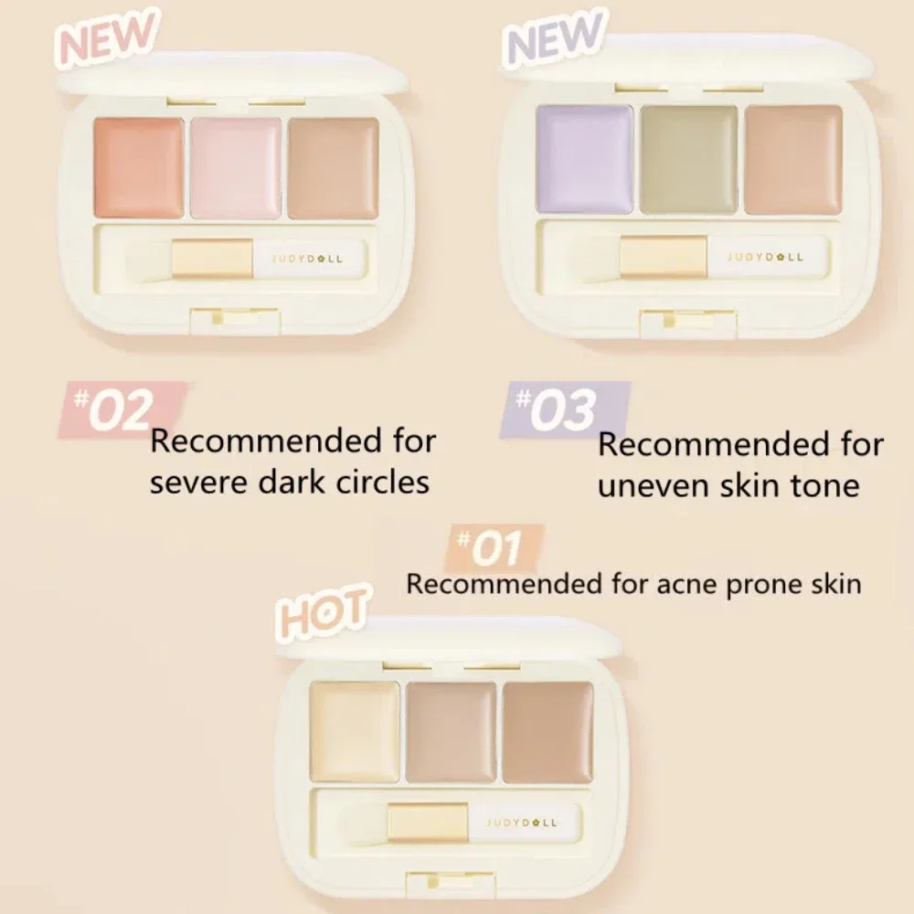 Judydoll three-color concealer tray to cover spots and acne marks, face concealer