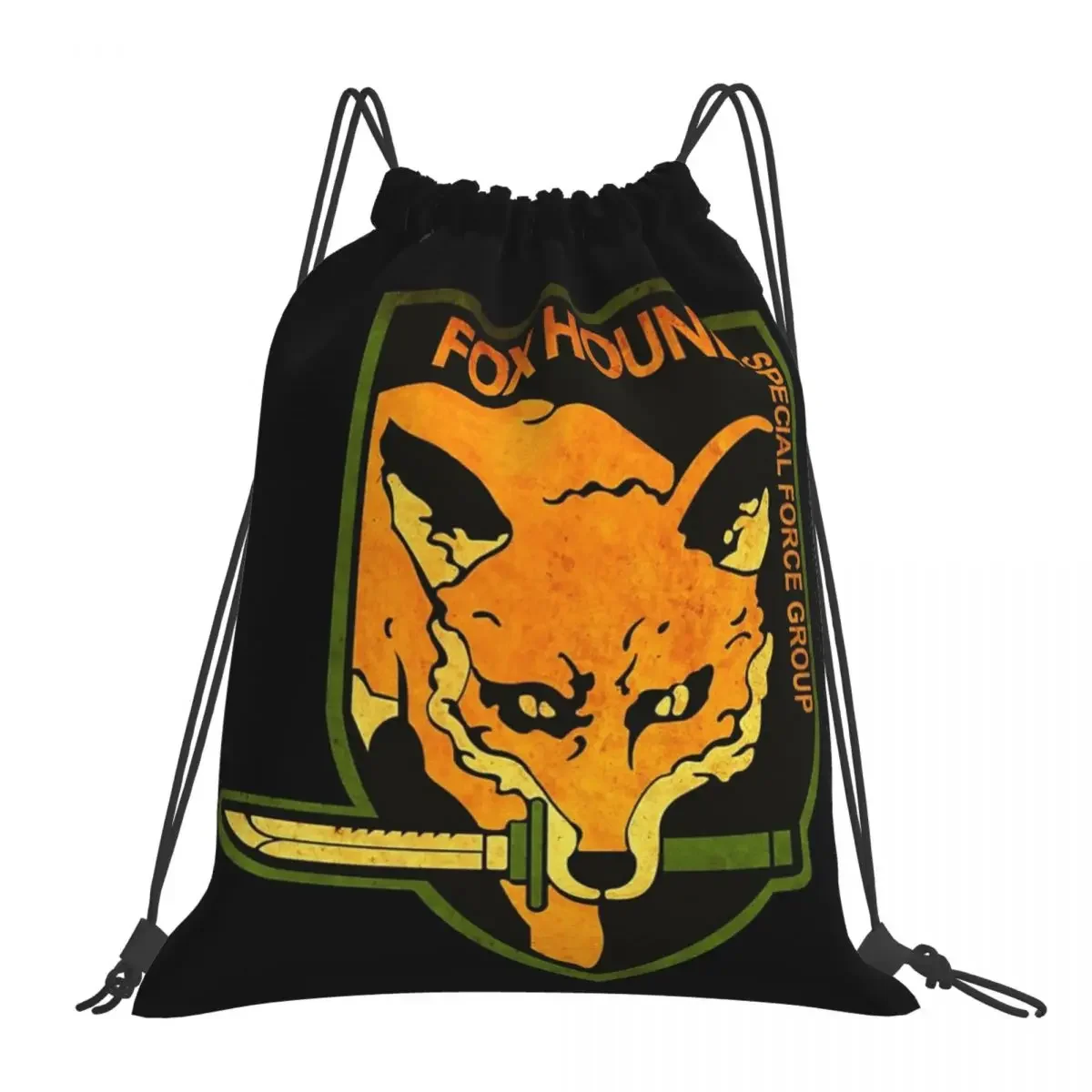 METAL GEAR SOLID Fox Hound Rust Logo Backpack Portable Drawstring Bags Drawstring Bundle Pocket Shoes Bag For Man Woman School