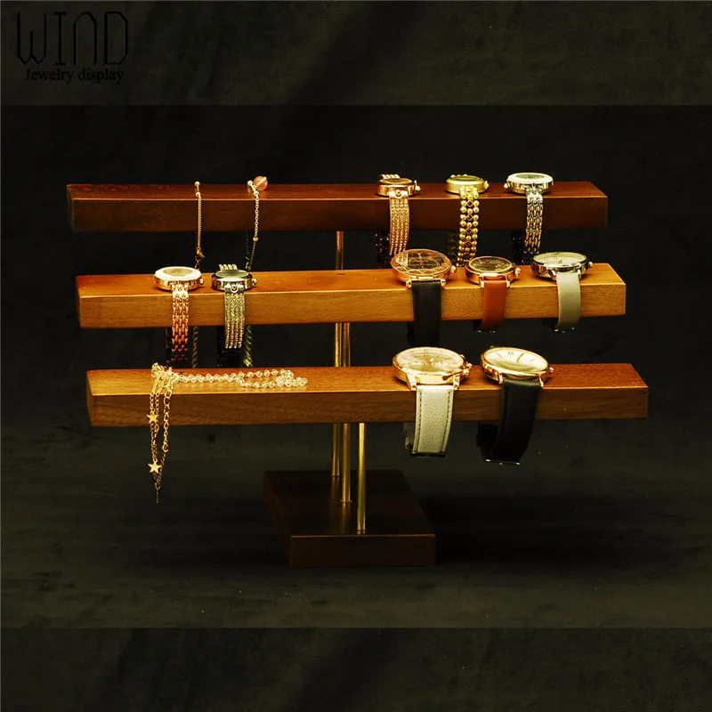 Walnut Color Watch Rack Wrist Watches Storage Stand Bracelet Solid Wood Display Decoration Organizador De Joyas image 5