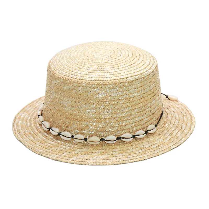 Parent-Child Straw Hat with Shell Decor, Beach Vacation Cap for Women Kids, Spring Summer Autumn Sun Protection Export