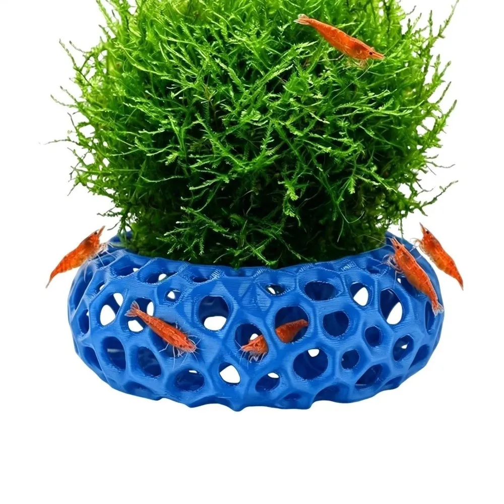 3D Printed Fish Shrimp Hiding Cave Porous Structure Hollow Round Shrimp Shelter Cave Plant Anchoring 3D Prin Fish Tank Cave