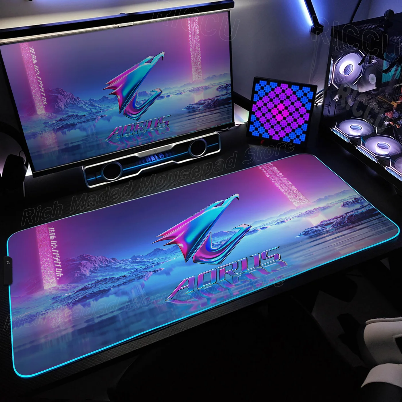 

RGB Rubber 1000x500mm XXL large GIGABYTE AORUS Office Computer Desk Mat Table HD LED Mouse Pad Laptop Cushion Nonslip Mouse Pads