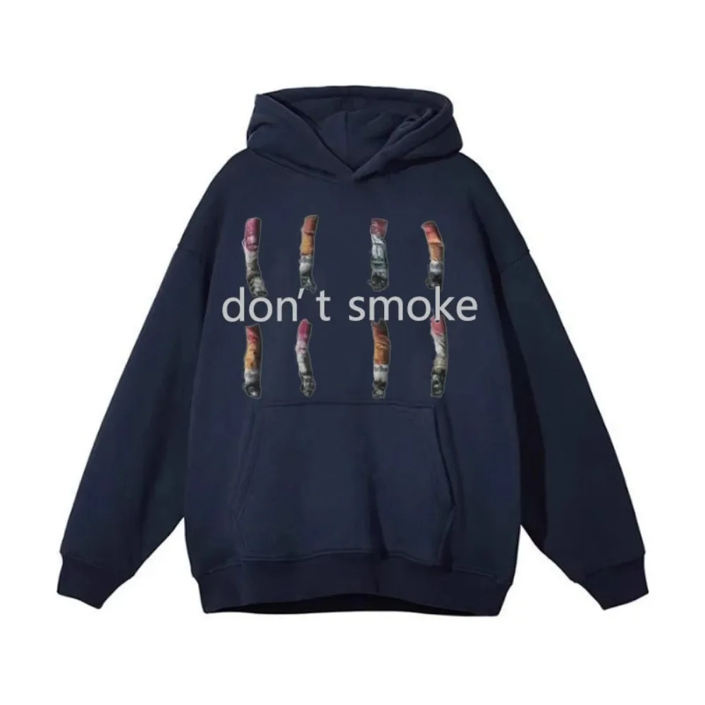 Men's and Women's Retro Oversized Sportswear Y2K Gray Hip-hop Letter Printed Hoodie  Classic Loose Fitting Clothes