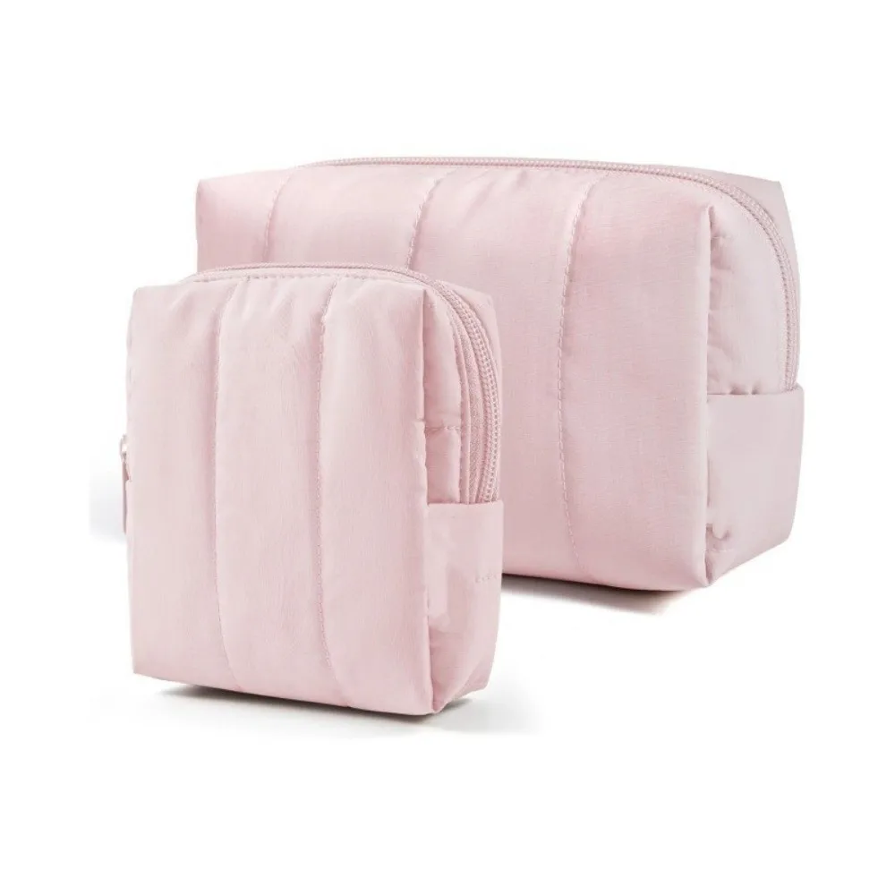 Trendy Large & Small Makeup Bag Set Large Capacity Puffy Travel Toiletry Bag Water-resistant Portable Cosmetic Bag Travel
