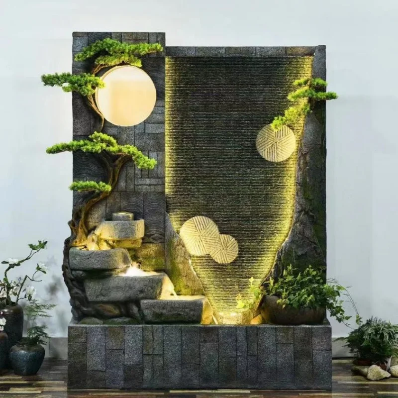 custom.Curtain Wall Flowing Entrance Screen Rockery Fountain Outdoor Garden Courtyard Landscaping Fish Pond