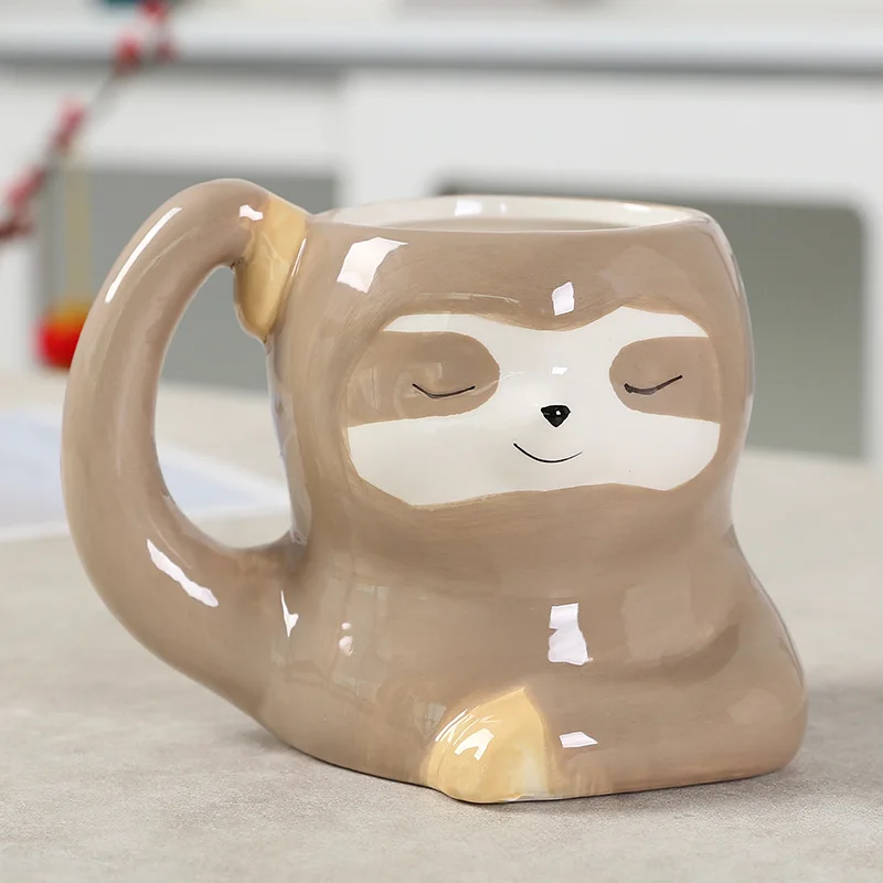 Creative Mugs Coffee Cups Animal Styling Mug Cute Sloth Closed Eye Ceramic Office Personality Coffee Milk Cup Animal Gifts Cup