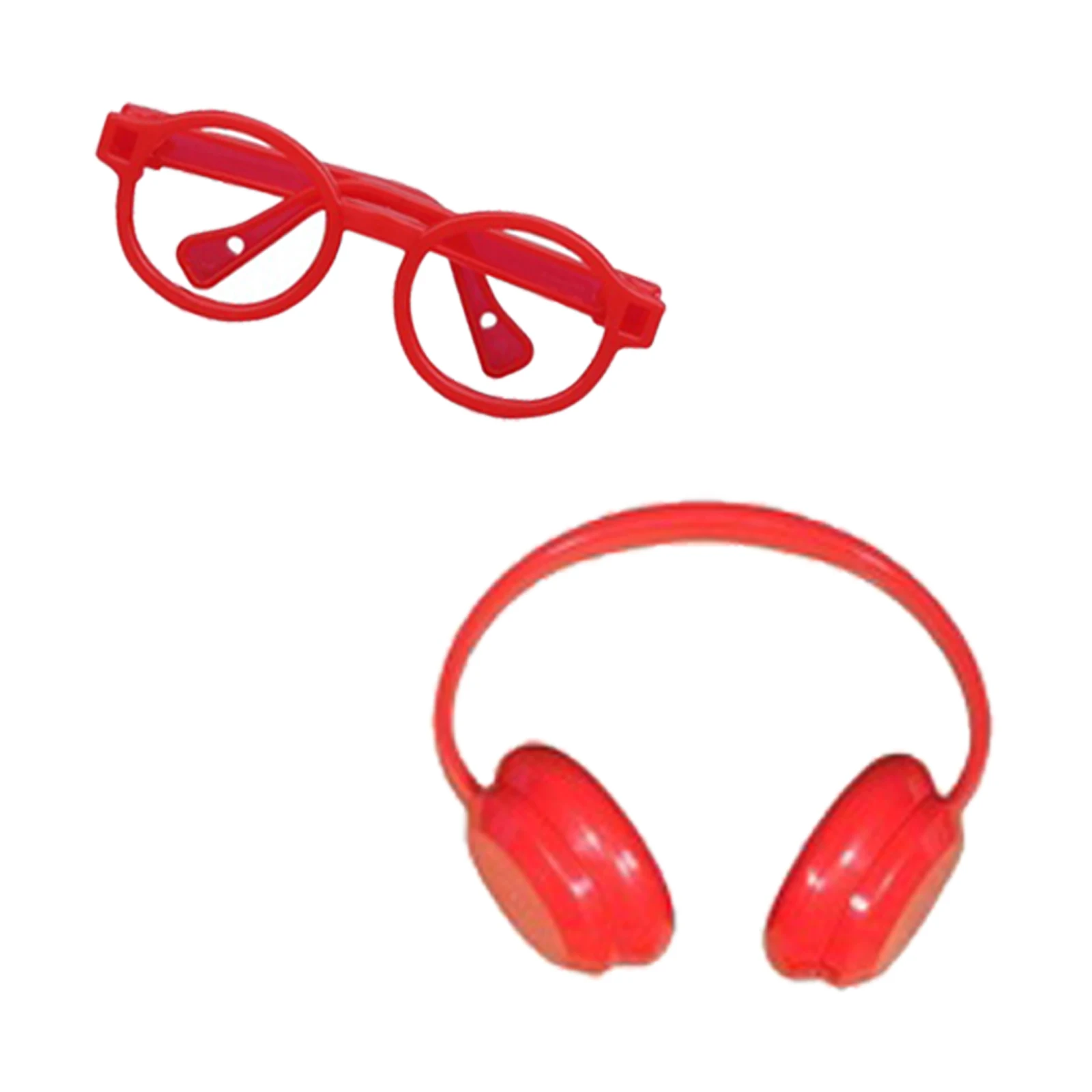 2Pcs DIY Plush Doll Accessories for 15-17cm Doll Shoes Glasses Plastic Headphone Set Birthday Gift Toy No Dolls
