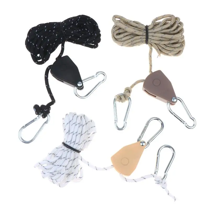 Reflective Windproof Camping Rope Tent Guyline Rope With Rope Adjuster Carabiner For Outdoor Camping Hiking Fixing Canopy