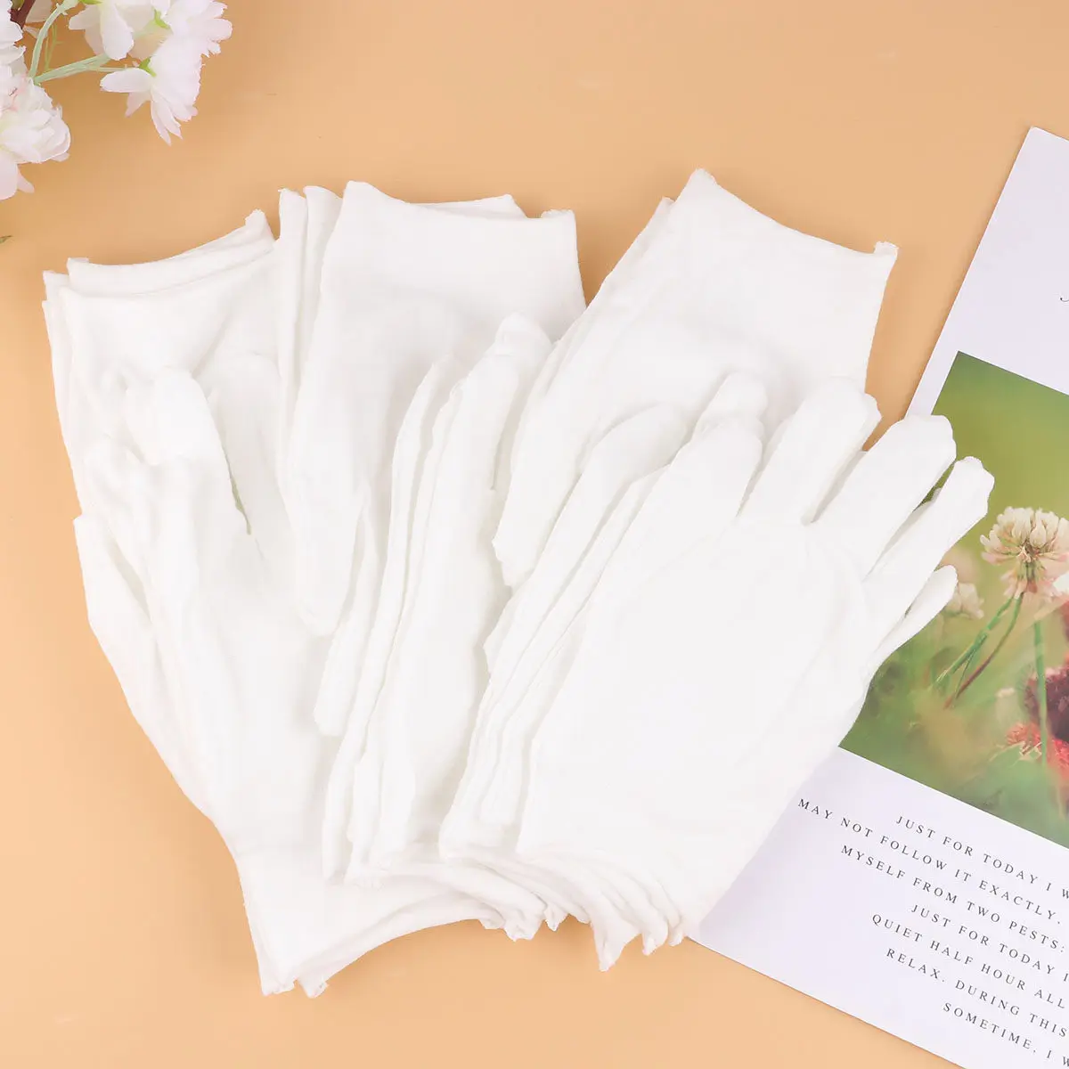 

12Pair Cotton Protective Gloves Stretchy Comfortable Reusable Work Gloves for Gardening Cleaning Industrial Labor Fingerprint