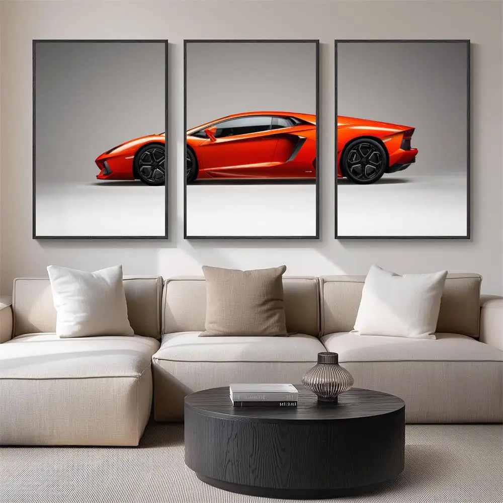 Supercar Headlight Close Up Painting Calligraphy 3 PCS Canvas Wall Art for Living Room Bedroom Prints Decor Modern Wall Decals