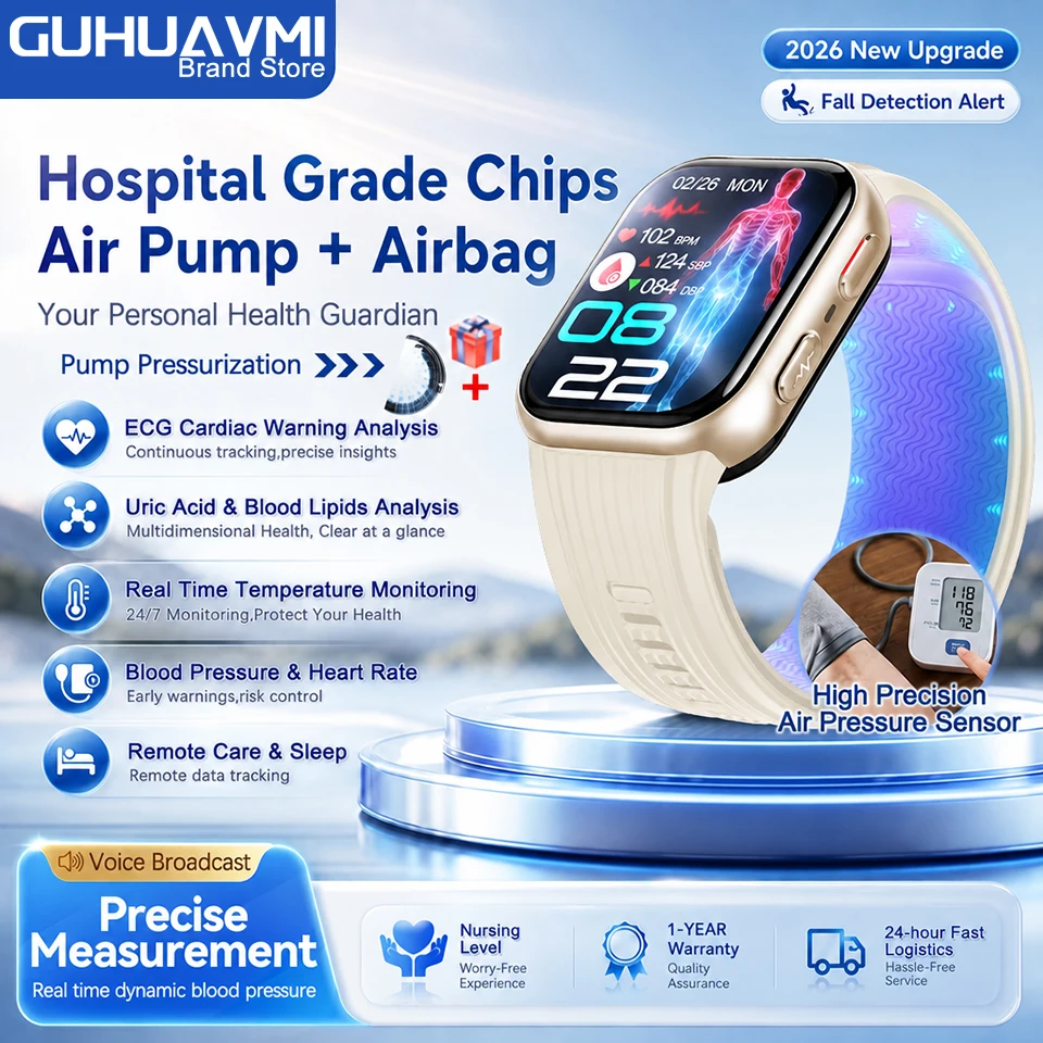New Air Pump Airbag True Blood Pressure High Precision Smart Watch Health Check Blood lipids Uric Acid Smart Watches For WomenNe