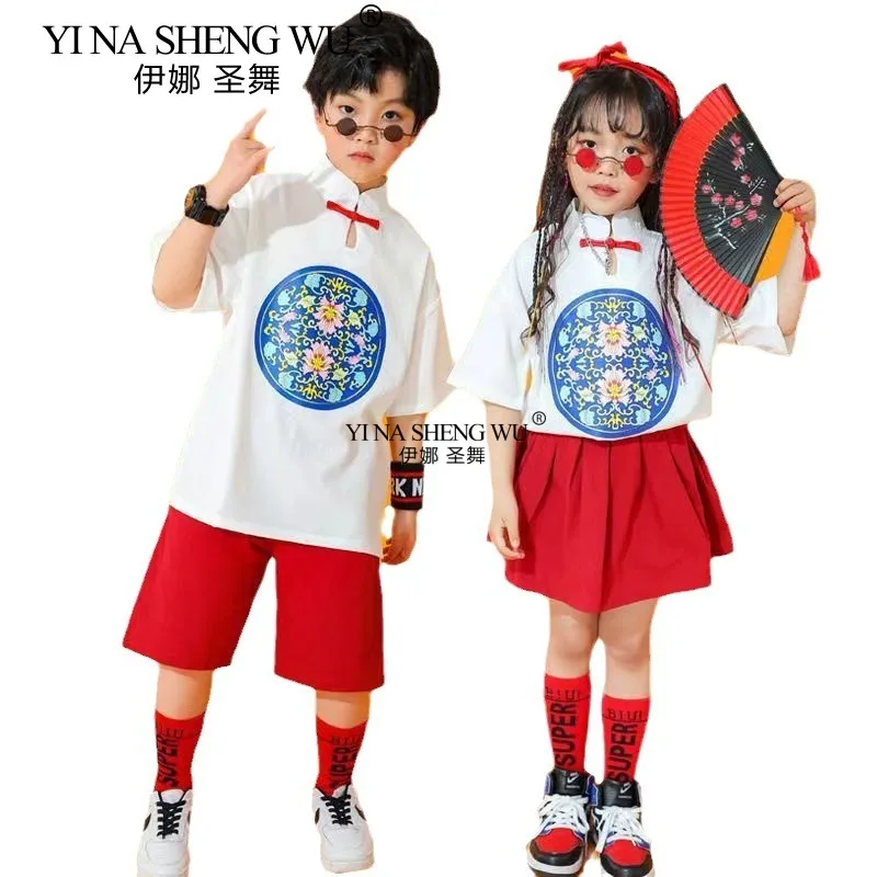 こどもの日ストリートダンスパフォーマンスドレス、運動会クラスドレス、キャンパススタイルドレス、ヒップホップジャズパフォーマンスドレス