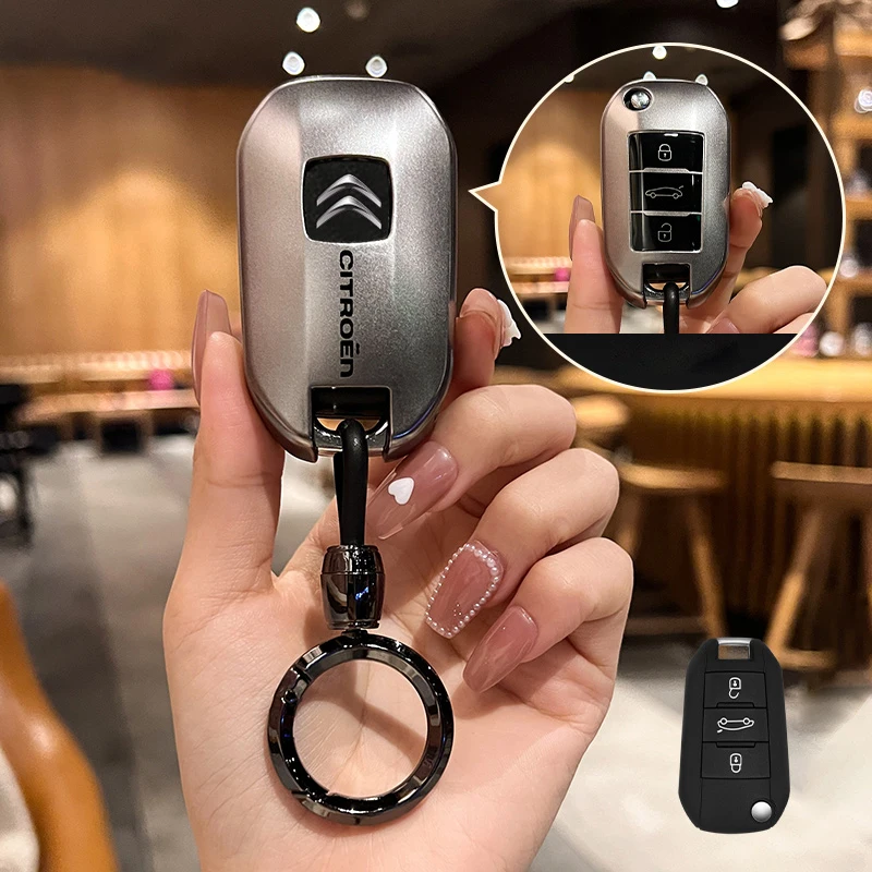 Soft TPU Car Car Flip Floding Key Case Cover Key Protector With Logo For Citroen C3 C4 CACTUS C6 C8 Auto Styling Accessories