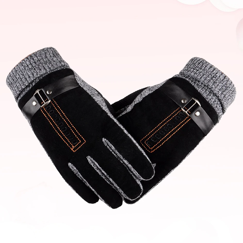 

Men'S Winter Gloves Warm Windproof Thermal Mittens Thick Fleece Lining Waterproof Durable Stretchable Mesh Comfortable