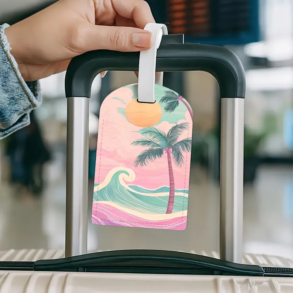 

Hawaiian Themed Luggage Tag Suitable for Travel Bags Backpacks Lightweight PU Material with Hawaiian Suitable for Id Tags