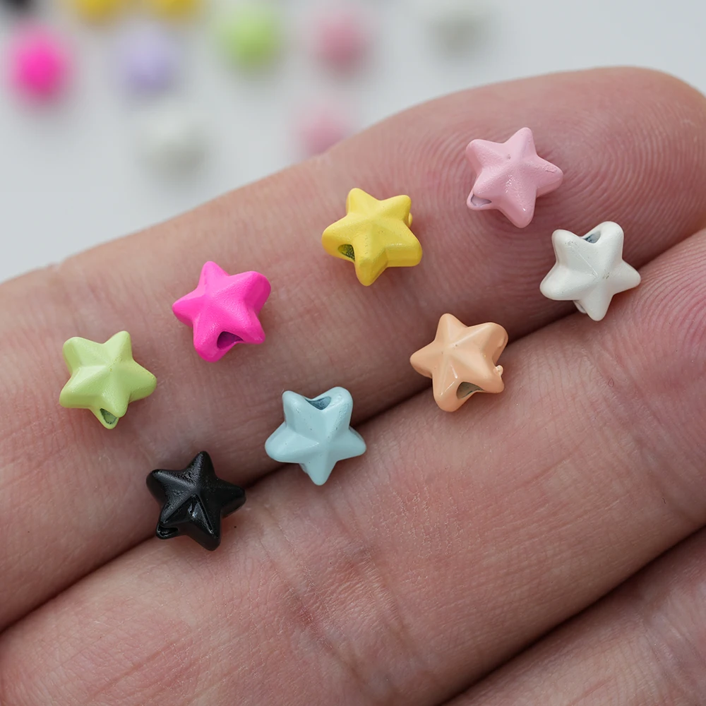 10 pz/lotto Solid Cute Star Beads per gioielli che fanno orecchini bracciale collana per animali domestici penna per bambini accessori fatti a mano con forcina