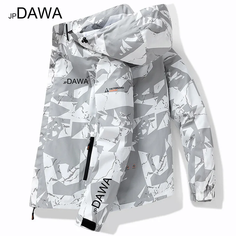 2024JP DAWA Fishing Suit Spring and Autumn Waterproof Windproof Hooded Hiking Men's Mountaineering Sports Fishing Jacket