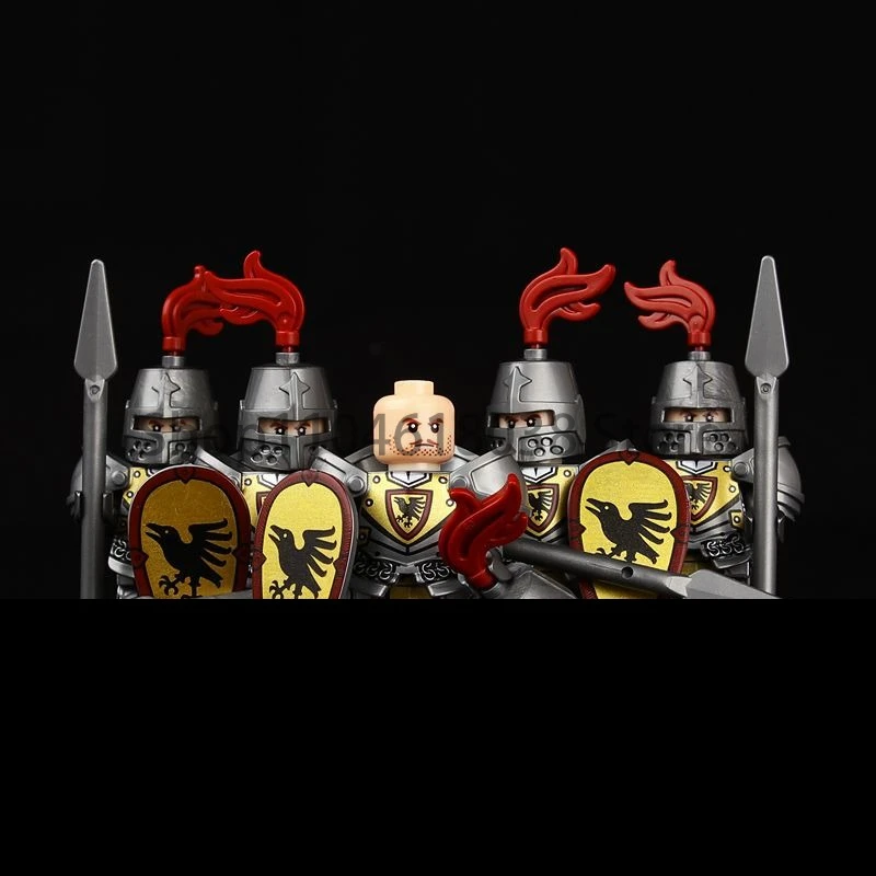 Green Dragon Raven Knights Shield Actionfiguren MOC Mittelalterliche antike Ritter Szene Baustein Kreatives Spielzeug für Kinder