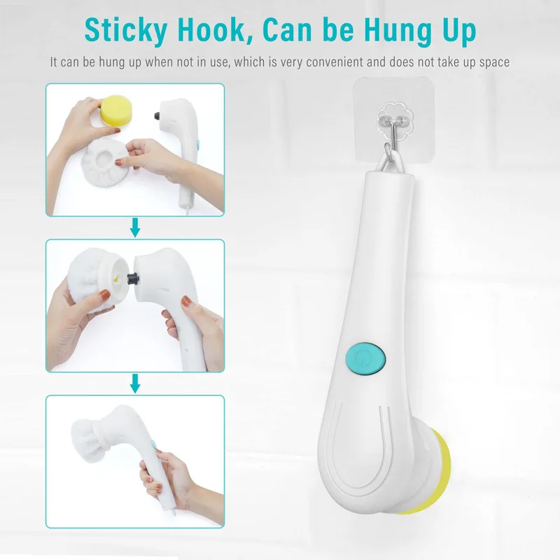 Electric Cleaning Brush 5-in-1 Multi-functional USB Charging Bathroom Wash Tool Kitchen Clean Accessories Easily Dishwashing