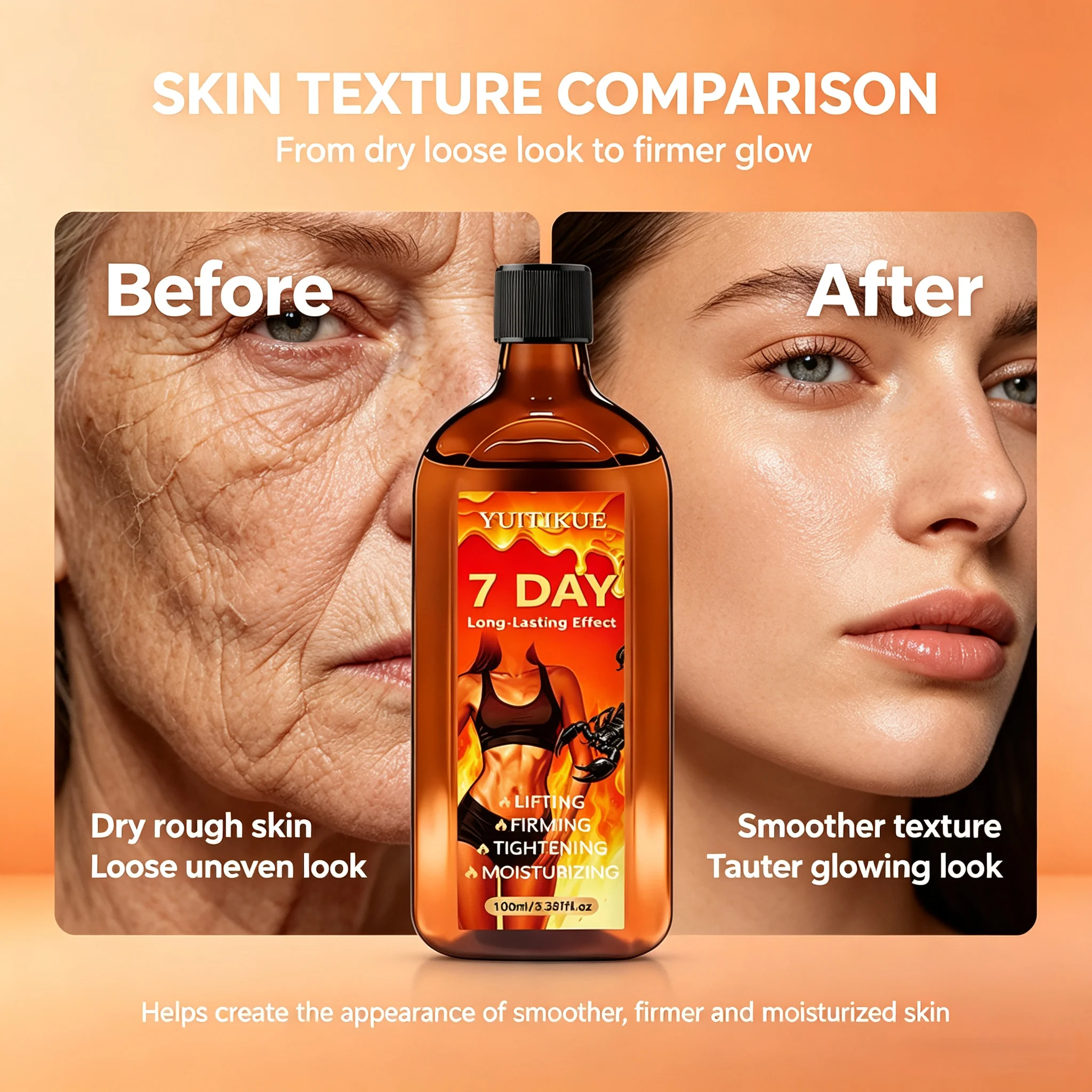 7 DAY Lifting Body Oil Moisturizing Tightening Massage Oil Revitalize Loose Uneven Skin Texture Shaping Body Care Oil 100ml