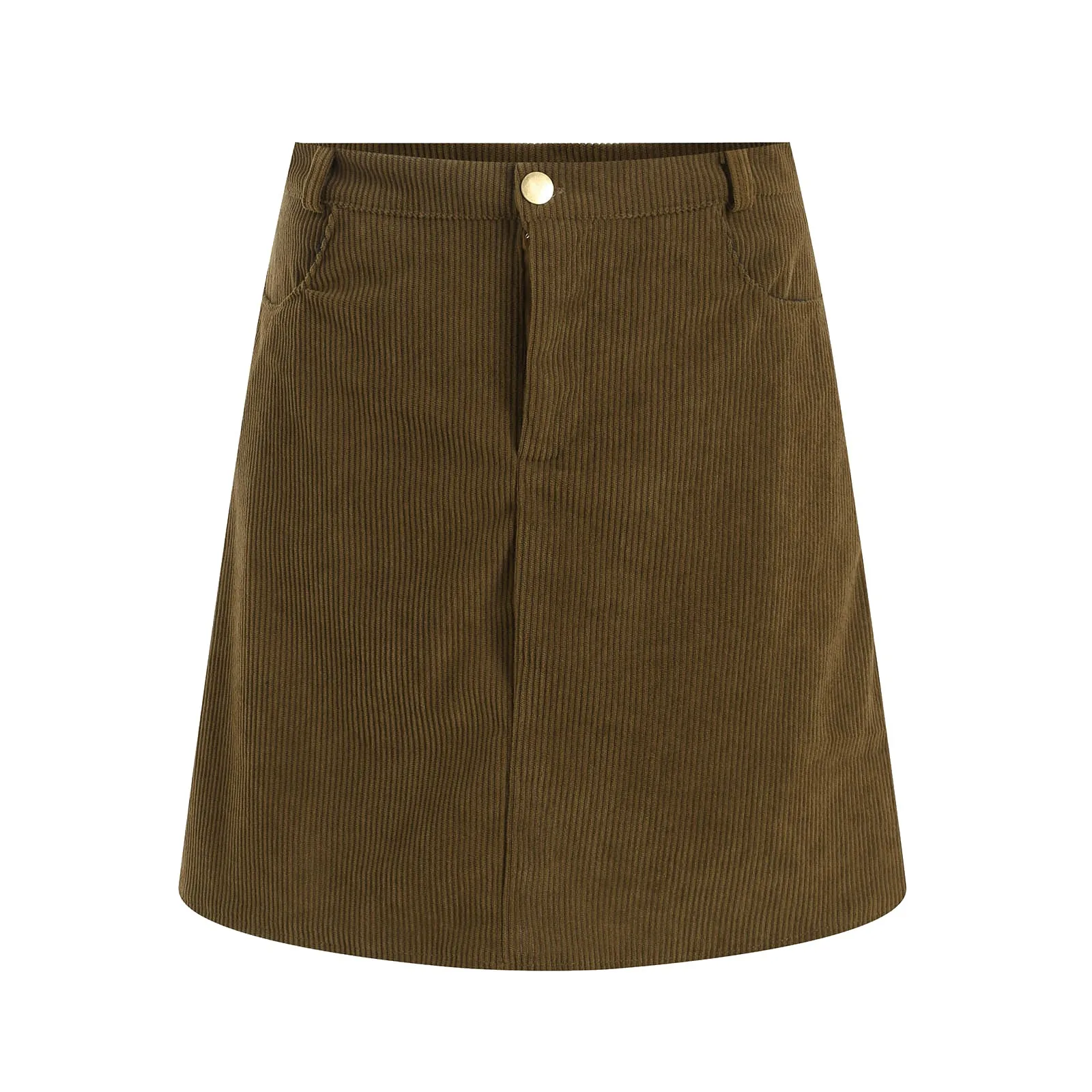 

Women Corduroy Skirt High Waist A Line Skirt Solid Color Slim Short Skirts With Pockets Mini Skirt Plus Size Faldas Mujer