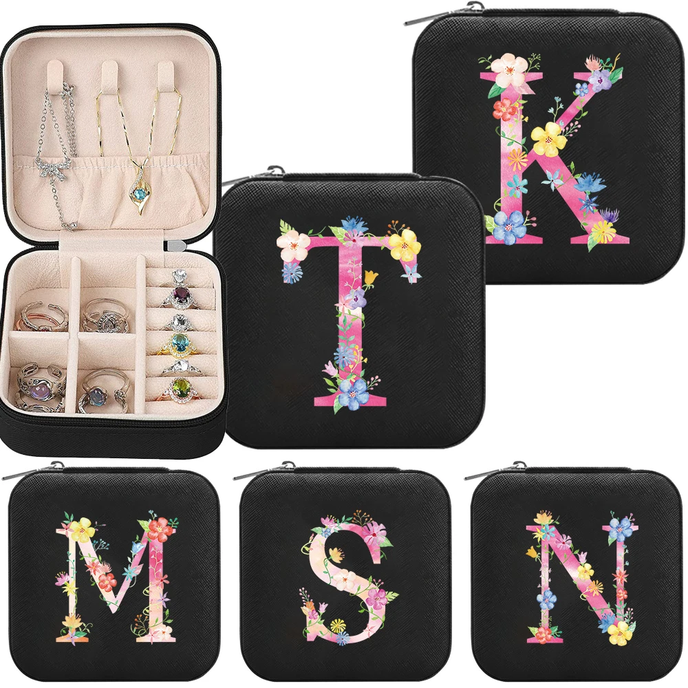 Jewelry Storage Box Portable Jewelry Display Organizer Fashion Earring Storage Box High-quality Zipper Boxs Pink Series