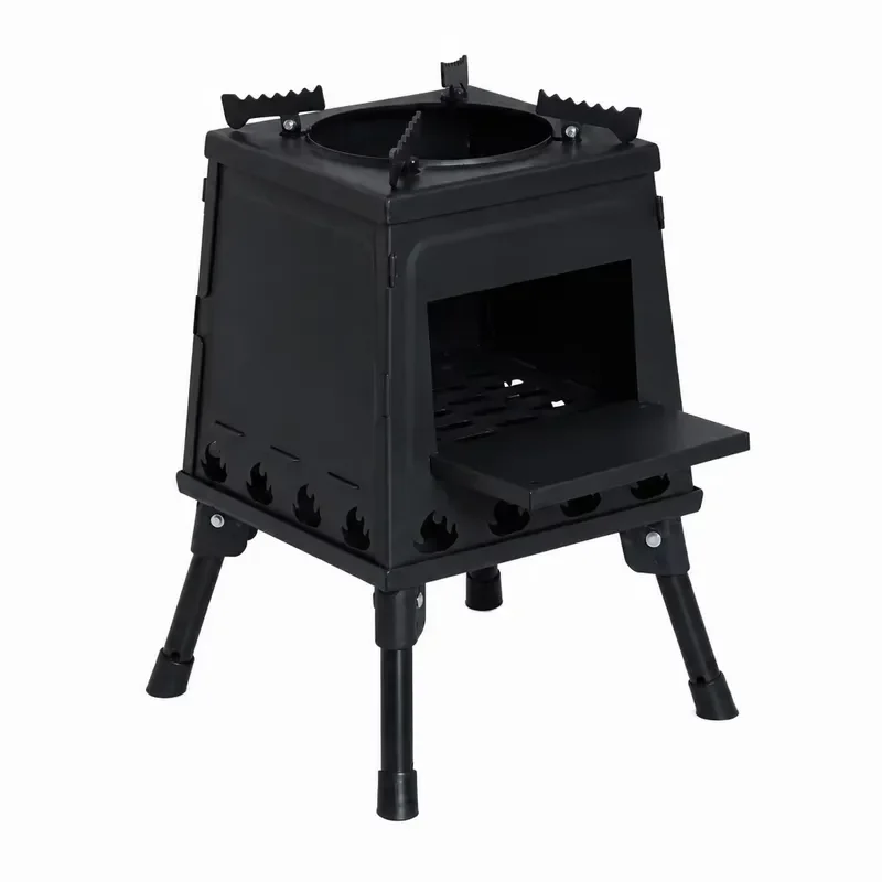 Wholesale carbon steel wood stove ex-factory price portable folding camping stove professional multi-functional barbecue