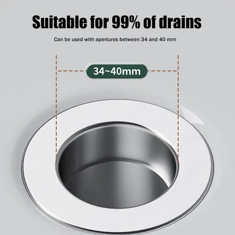 Washbasin Plug Anti Odor -Up Bounce Core Basin Stopper Hair Catcher Shower Sink Strainer Stainless Steel Filter view 4