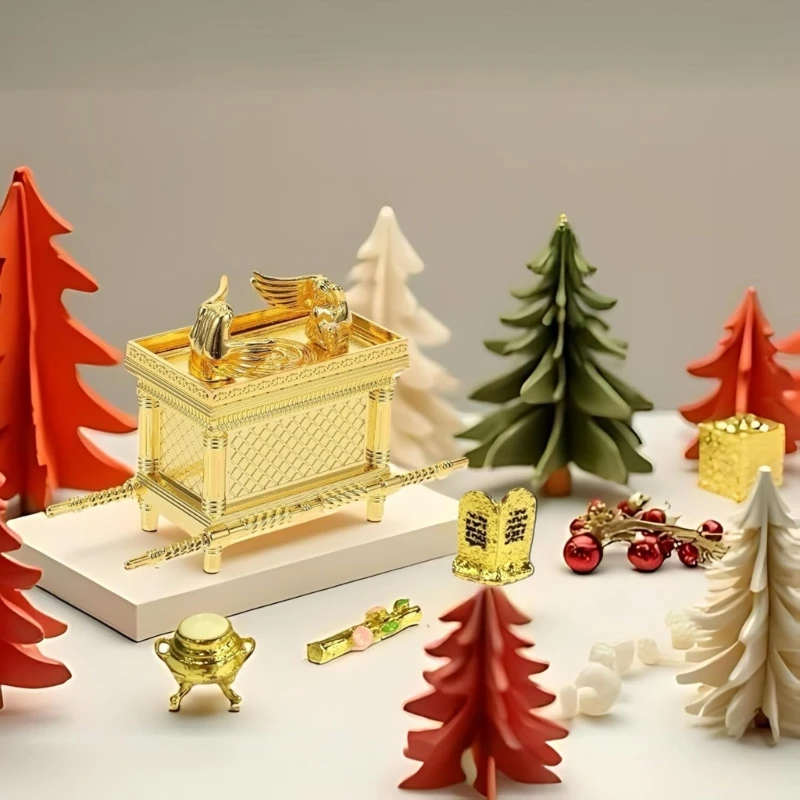 Elegant Israeli Home Cabinet Mini Ark of the Covenant Replicas Model Historic Religious Statue Figurine for Home Spiritual 87HA