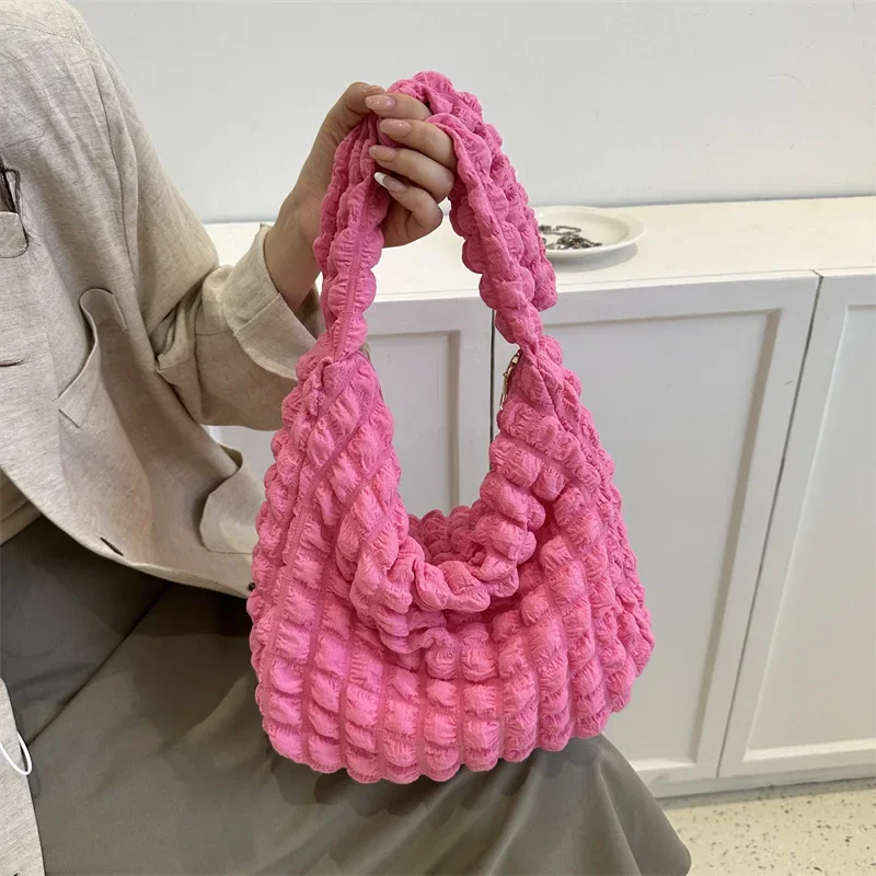 

Новинка 2024, сумка из пузырчатой ткани с цветами, сумка на плечо для офиса, бэнто для ежедневного использования, вместительная сумка-мессенджер, сумка на плечо