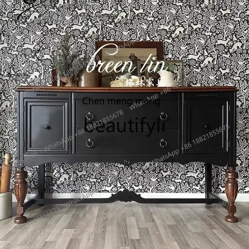 

French retro solid wood carving flower porch cabinet decorative table foyer cabinet/dining side cabinet6220