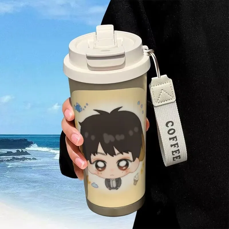 Cute Ziyu Tian Xuning Insulated Cup Stainless Steel Student High Beauty Straw Double Drinking Large Capacity Coffee Water Cup view 3