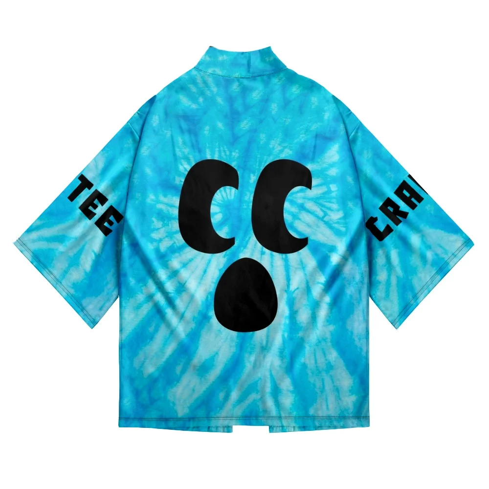 

Craftee Face Tie dye Print Traditional Kimono Men Women Cosplay Cardigan Yukata Shirt Japanese Samurai Haori Large Size 4XL 5XL