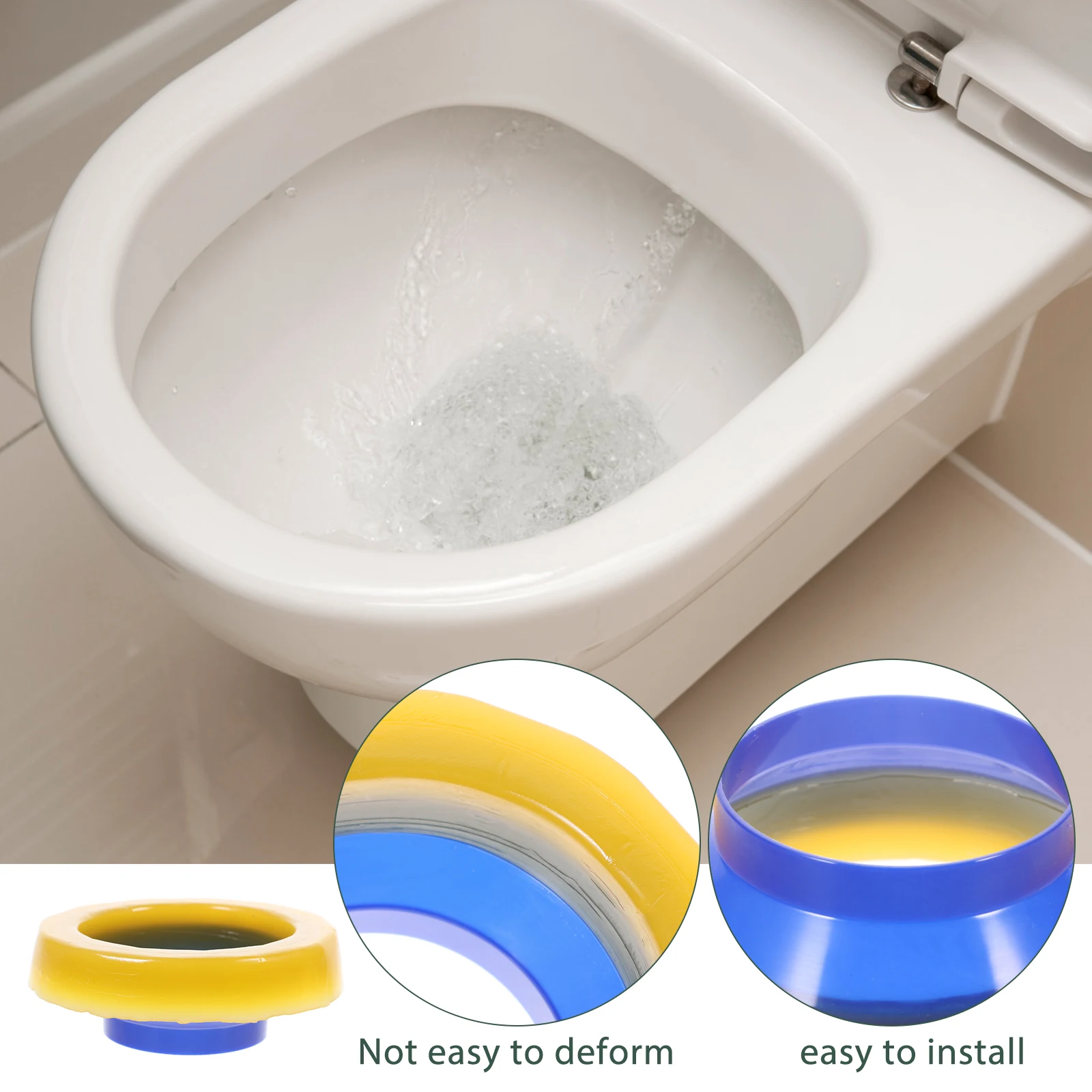 

Toilet Seal Bowl Fix Wax Free Ring Automatic Gasket Rubber Universal No Bathroom