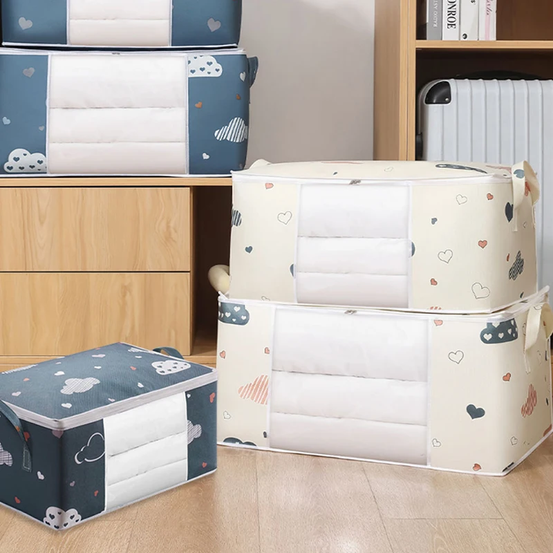 Wardrobe Organizer Large Capacity Quilt Storage Bag Clothing Box Bedding Container Polyester Fabric Dustproof Storage Bags