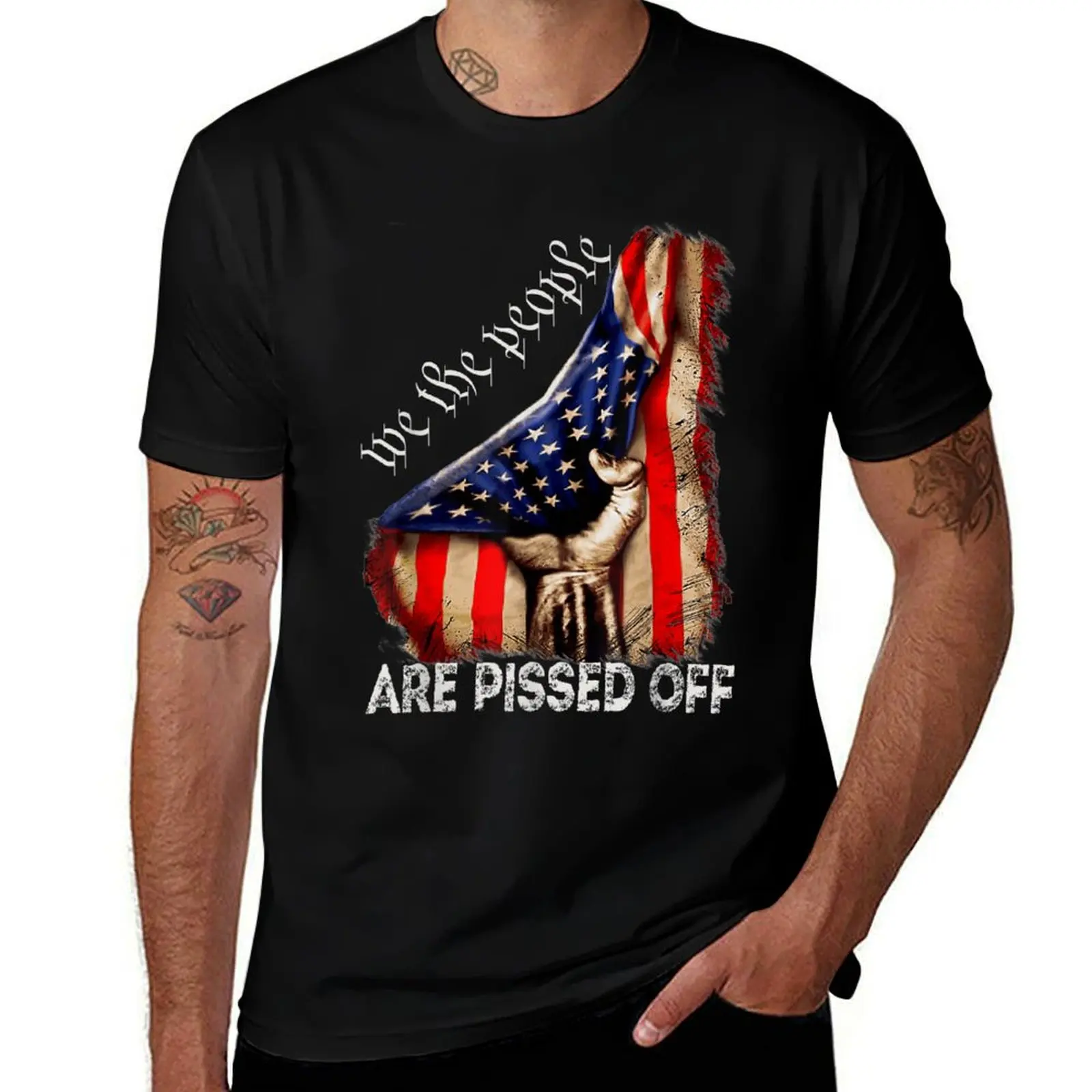 We the People Are Pissed Off Vintage US America Flag T-Shirt Work Utility Casual Tee Shirt T-Shirt