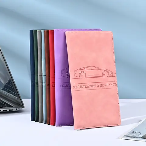 Car Registration & Insurance Card Holder with Magnetic Shut, Vehicle Glove Box Car Organizer - For Documents, Cards, License