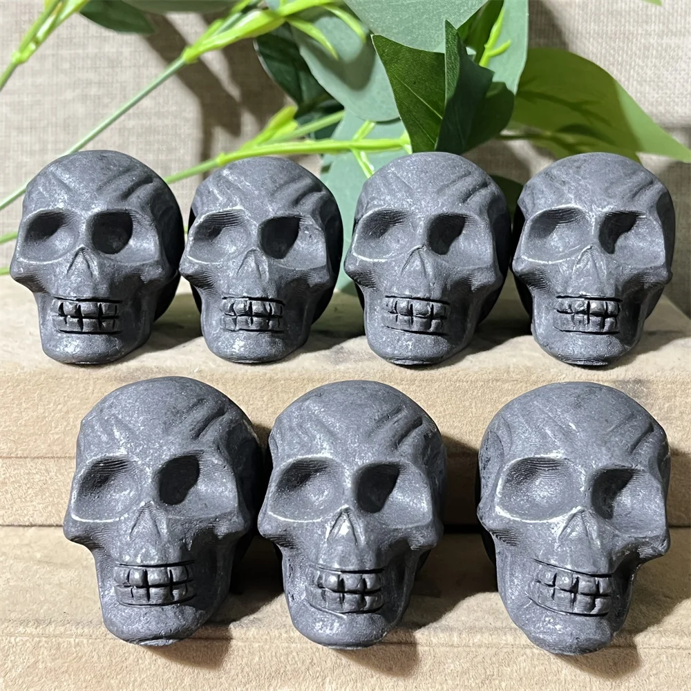 

Crystal Natural Shungite Skull Carving Stone Quartz Minerals Energy Feng Shui Healing Living Spiritual Reiki Home Decoration