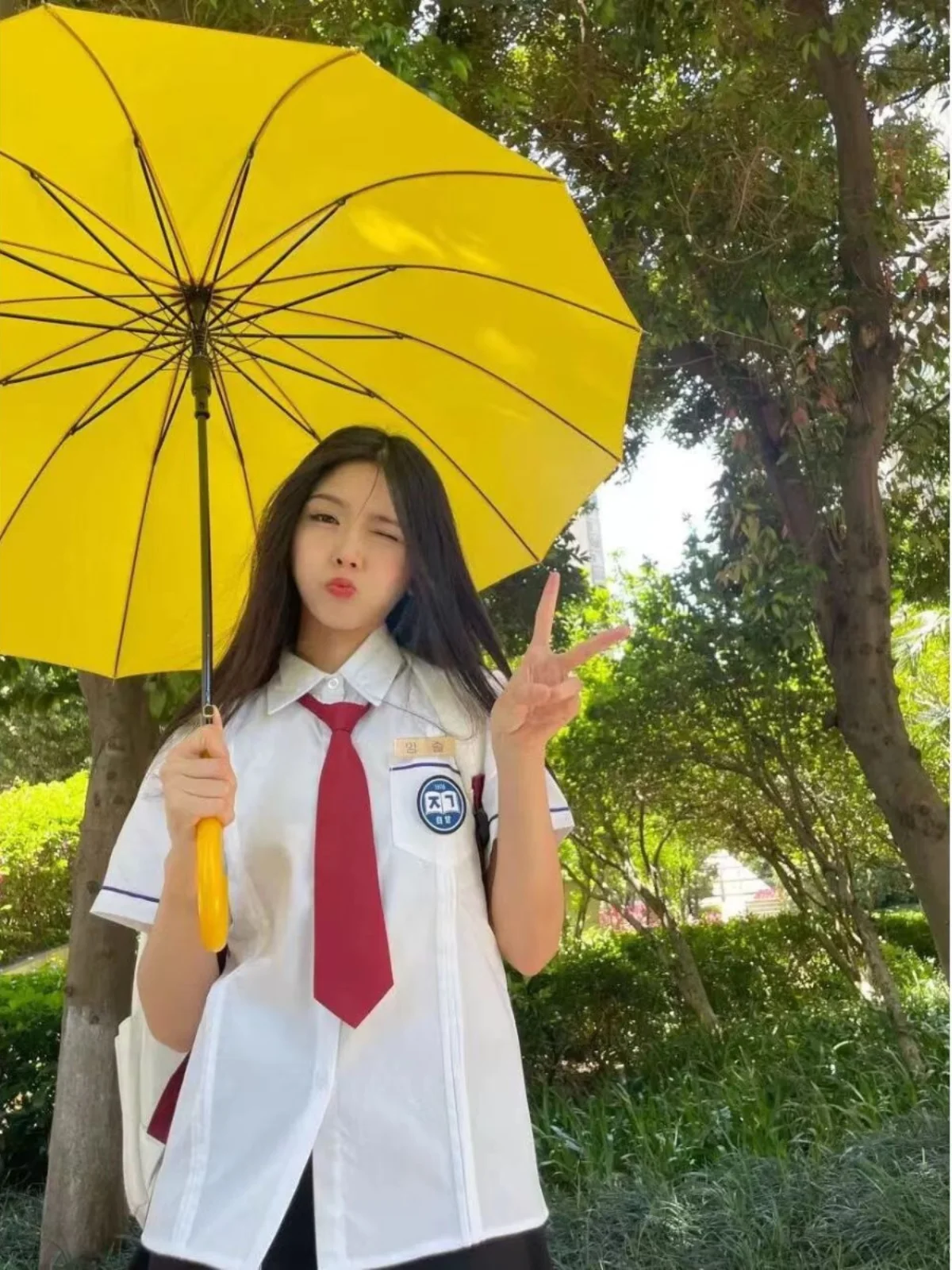 Korean Style Summer Uniform Shirt Women's Plaid Skirt Set School Uniform Short Skirt College Style Polyester Fabric