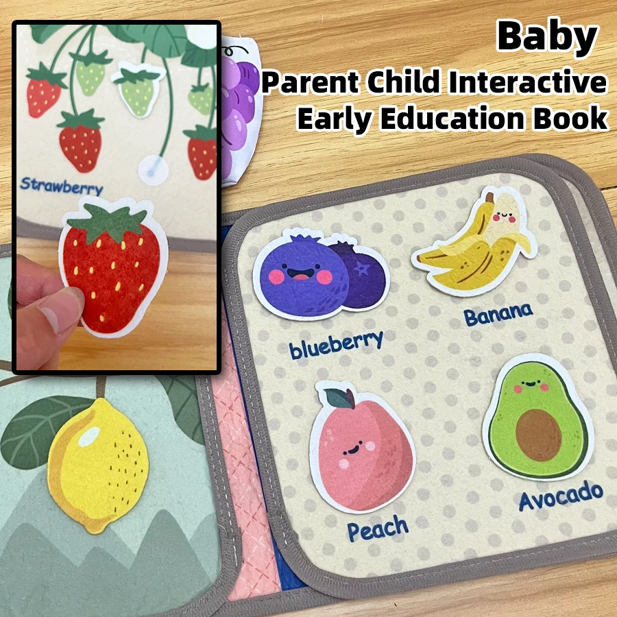 Libro di stoffa per frutta e verdura, forme didattiche, numeri, colori, libro cognitivo, giocattoli per bambini, libro per l'educazione precoce