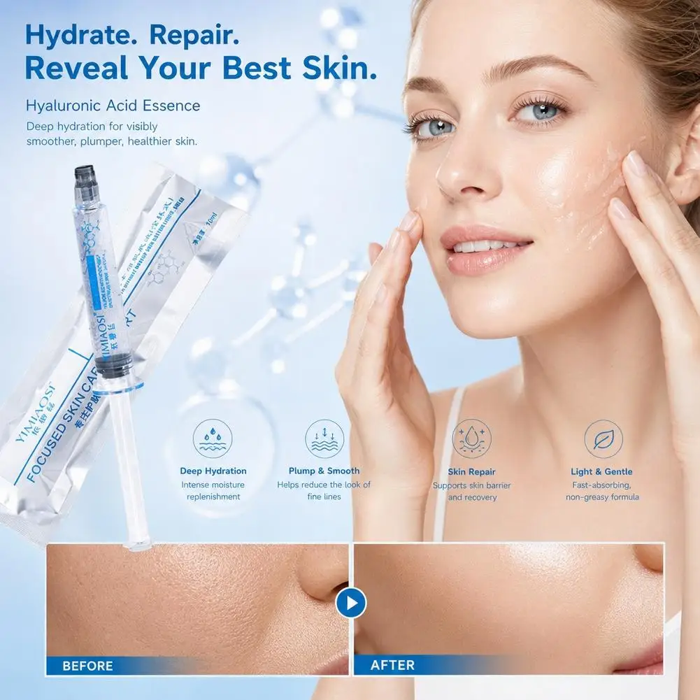 Hyaluronic Acid Face Serum 10ml,Deep Hydration Essence for Dry Skin Care, Fine Line Smoother & Moisture Barrier Booster Base